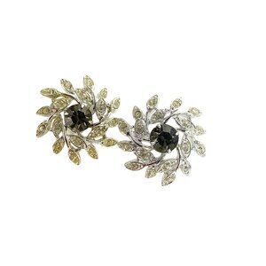 Sarah Coventry Snowflake Clips Earrings Circa 1963 Designer Signed Rhinestones